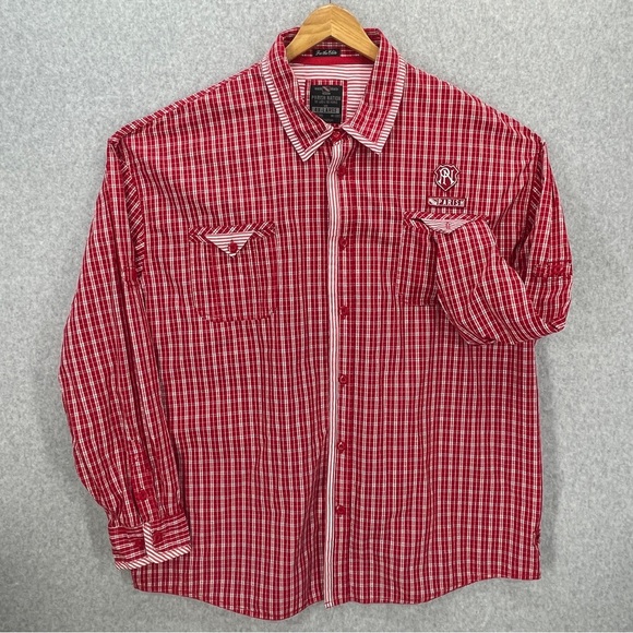 Vintage Y2K Parish Nation Red White Gingham Design XXXXL Long Sleeve - Picture 7 of 12
